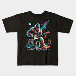 Guitar Sasquatch Bigfoot Rock Music Band Novelty Funny Sasquatch Kids T-Shirt